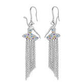 Ballerina Ballet Dancer Dangle Earrings Rainbow 925 Sterling Silver - Earrings - Aurora Tears